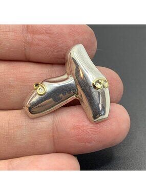 Toe Shoe Brooch Ballet Slippers Pin Vintage 925 Sterling Silver 1" by 1"